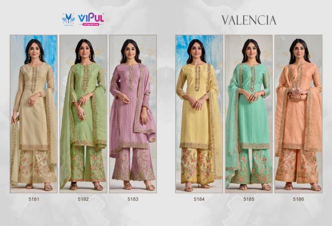 Valencia By Vipul Organza Heavy Designer Salwar Suits Catalog